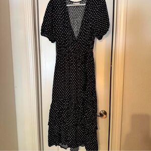 Elegant Black and White Polka Dot Dress